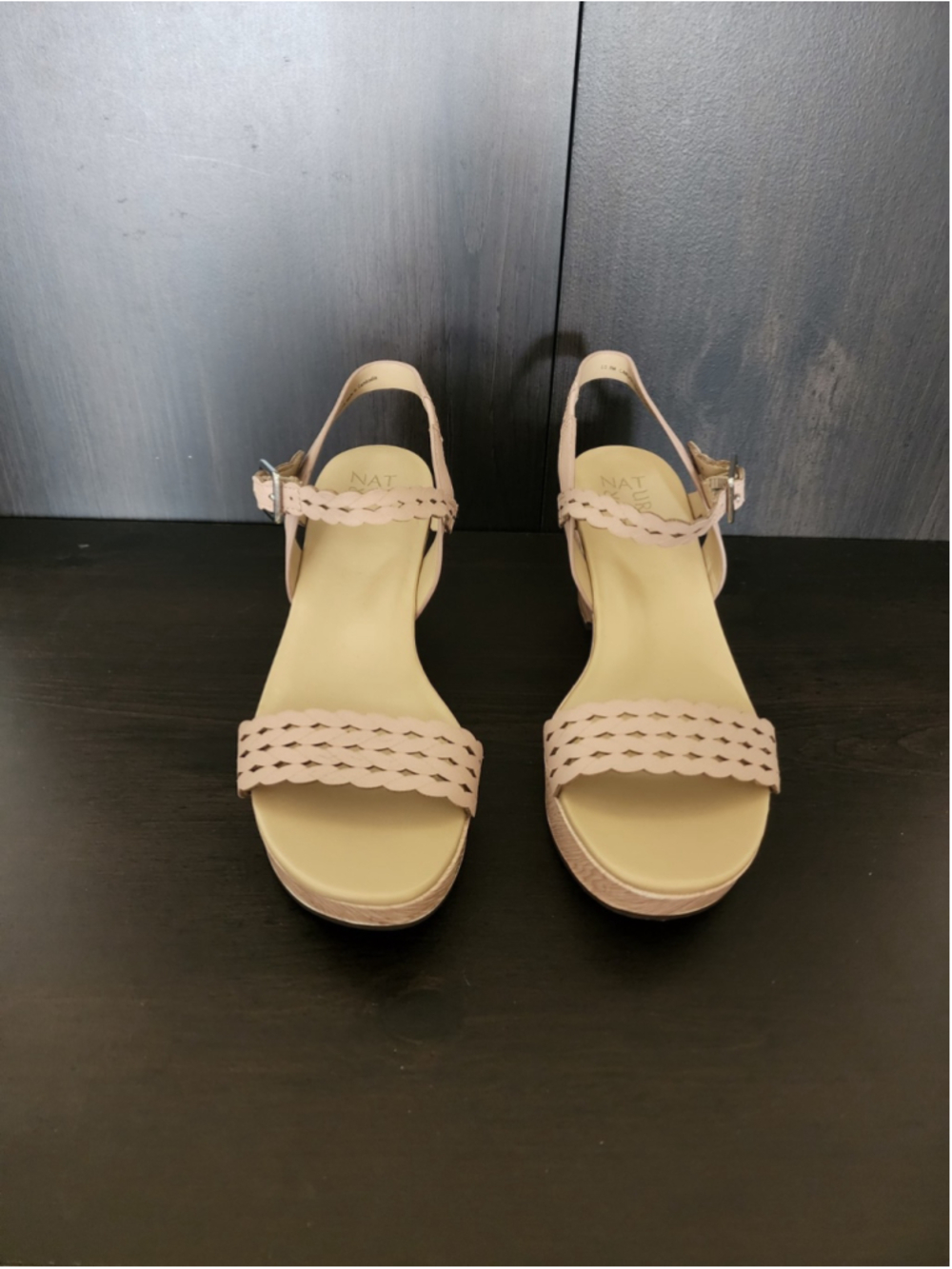 Naturalizer Carlita Leather Braided Wedge Sandals Platform 8 M Light Mauve Beige - Picture 5 of 15